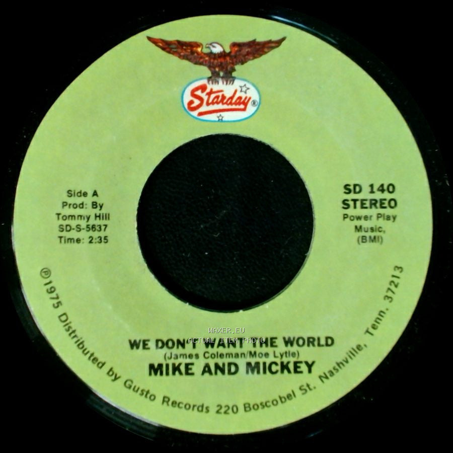 Mike And Mickey / Mike Lunsford - We Don't Want The World / A Drowning Man Will Reach For Anything side A