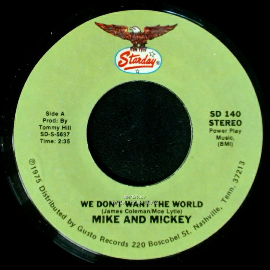 Mike And Mickey / Mike Lunsford - We Don't Want The World / A Drowning Man Will Reach For Anything side A