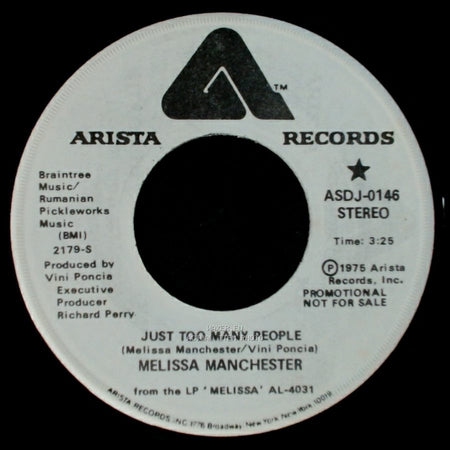 Melissa Manchester - Just Too Many People / Just Too Many People side B