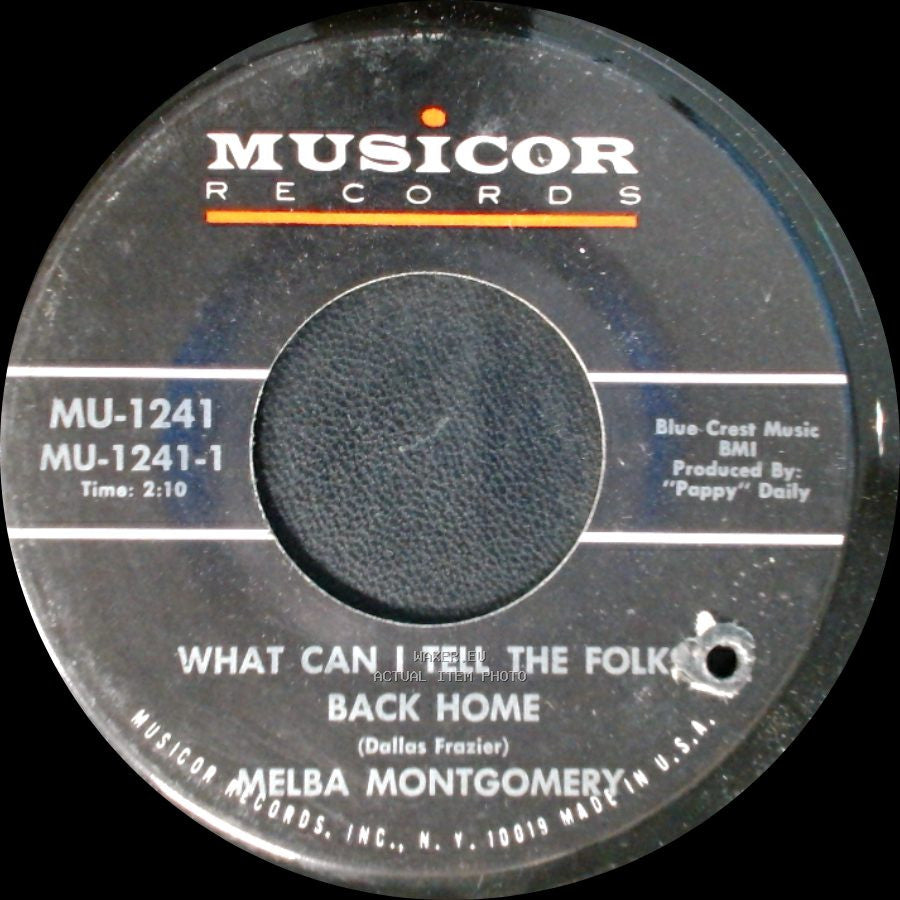 Melba Montgomery - The Right Time To Lose My Mind / What Can I Tell The Folks Back Home side B