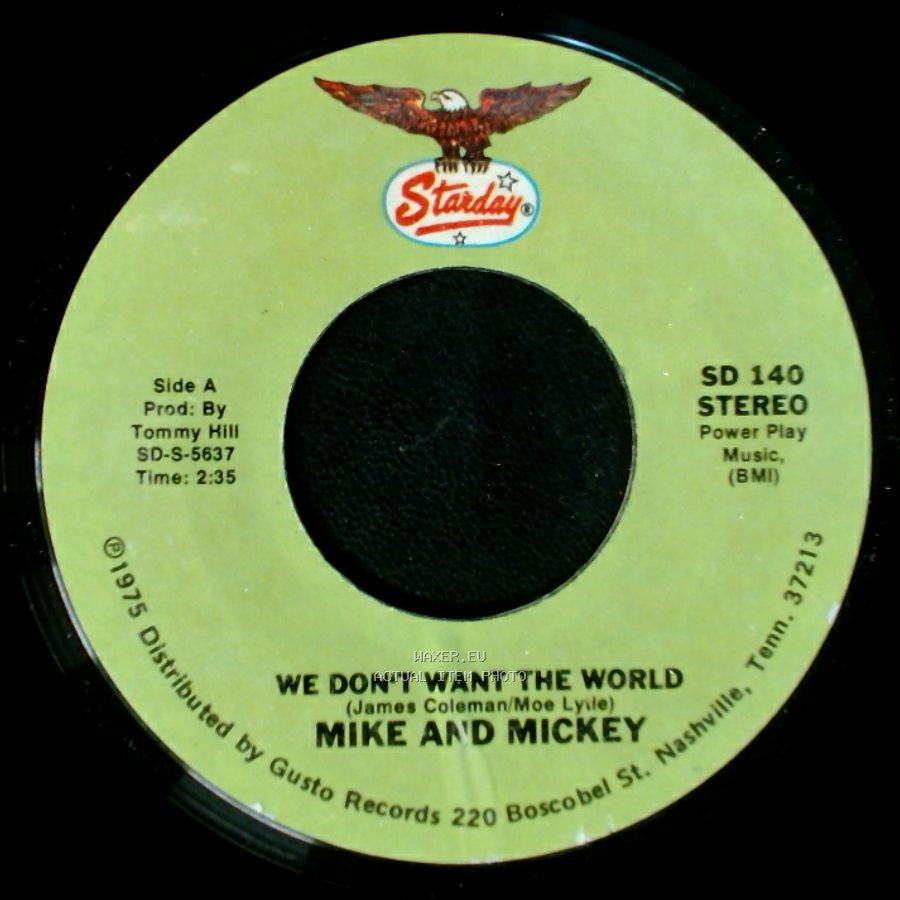 Mike And Mickey / Mike Lunsford - We Don't Want The World / A Drowning Man Will Reach For Anything side A