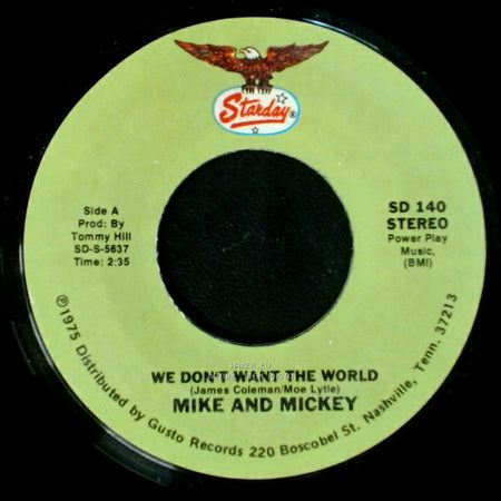 Mike And Mickey / Mike Lunsford - We Don't Want The World / A Drowning Man Will Reach For Anything side A