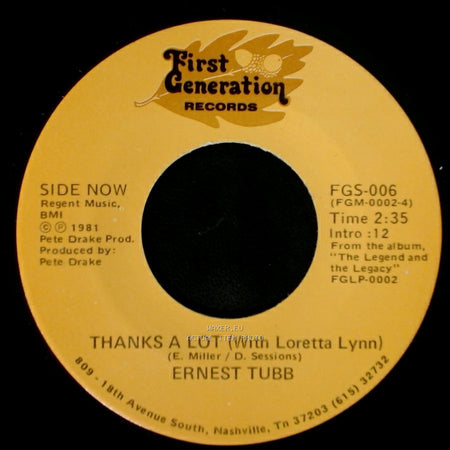 Ernest Tubb - Half A Mind (With George Jones) / Thanks A Lot (With Loretta Lynn) side B