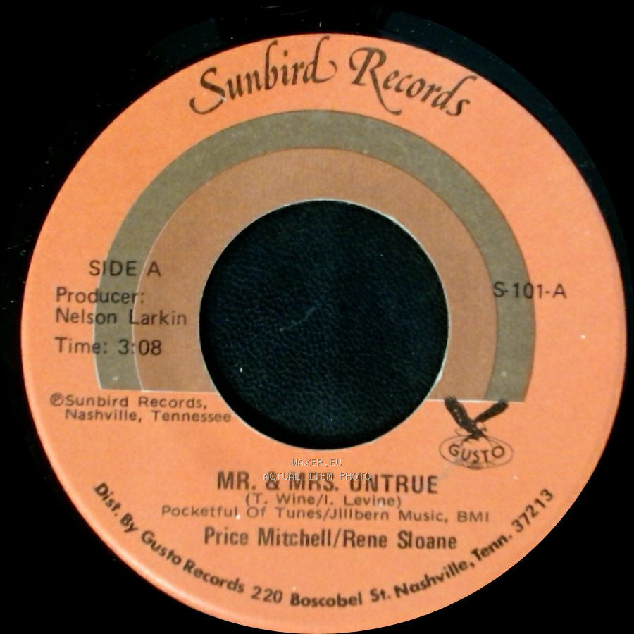 Price Mitchell/Rene Sloane - Mr. & Mrs. Untrue / Savin' It All For You side A