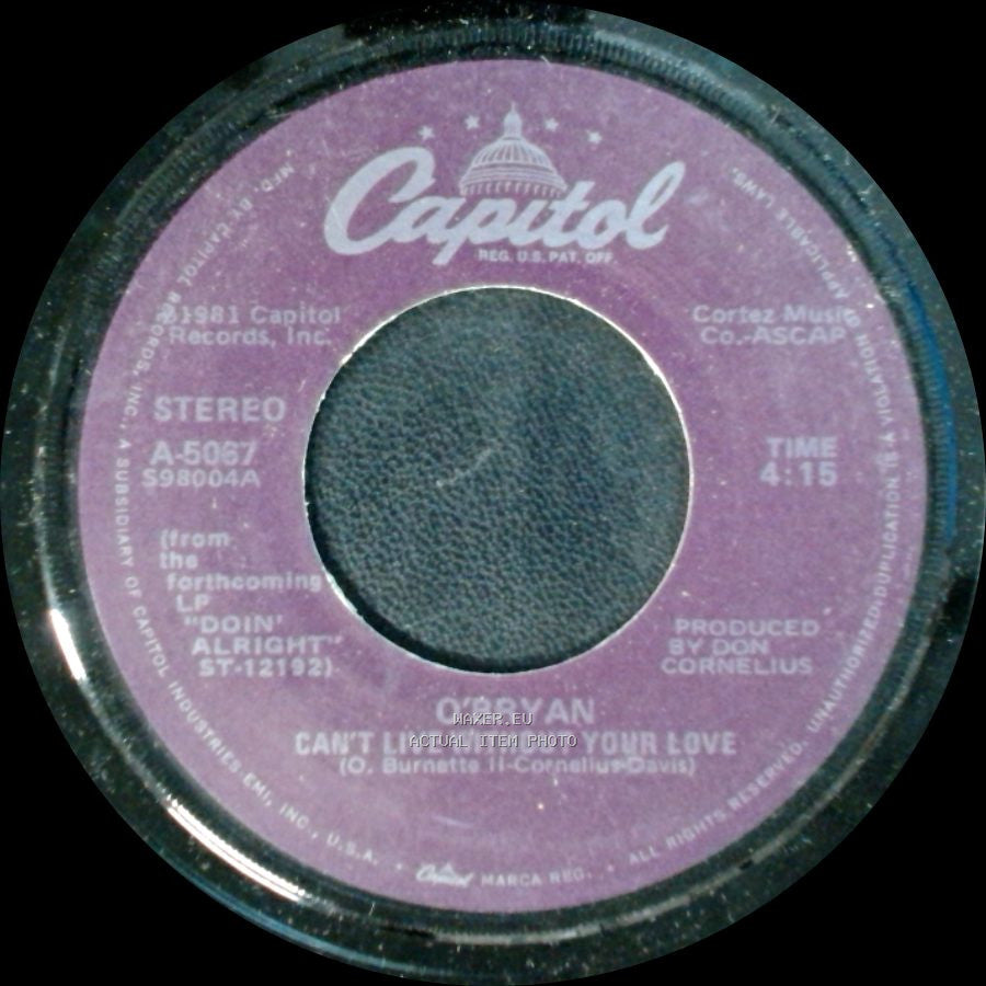 O'bryan - The Gigolo / Can't Live Without Your Love side B