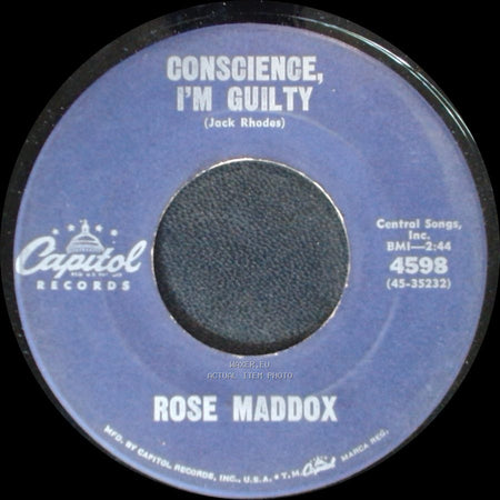 Rose Maddox - Lonely Street / Conscience, I'm Guilty side B