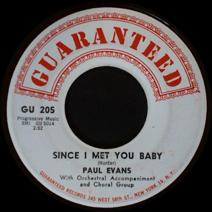 Paul Evans - Since I Met You Baby / Midnite Special side A