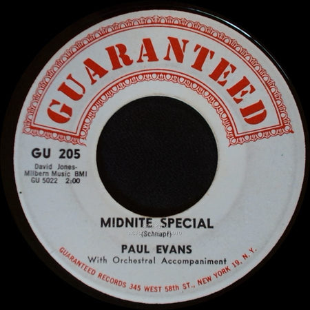 Paul Evans - Since I Met You Baby / Midnite Special side B
