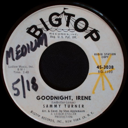 Sammy Turner - Goodnight, Irene / I Want To Be Loved side A