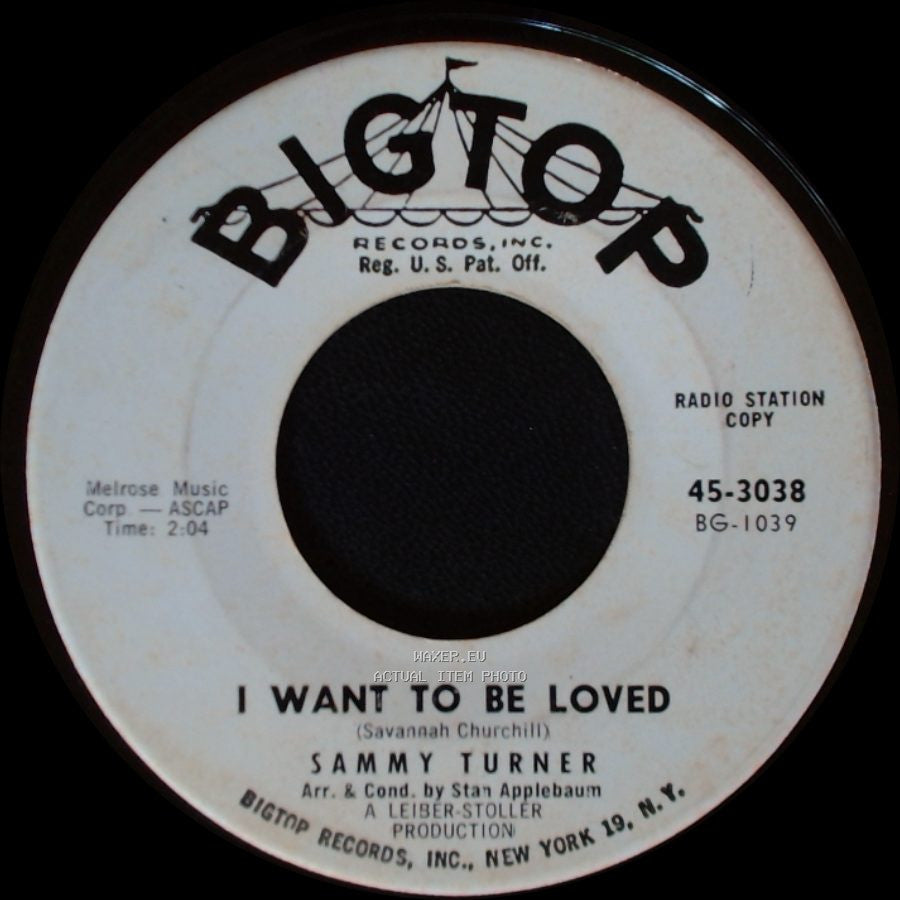 Sammy Turner - Goodnight, Irene / I Want To Be Loved side B