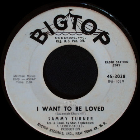 Sammy Turner - Goodnight, Irene / I Want To Be Loved side B