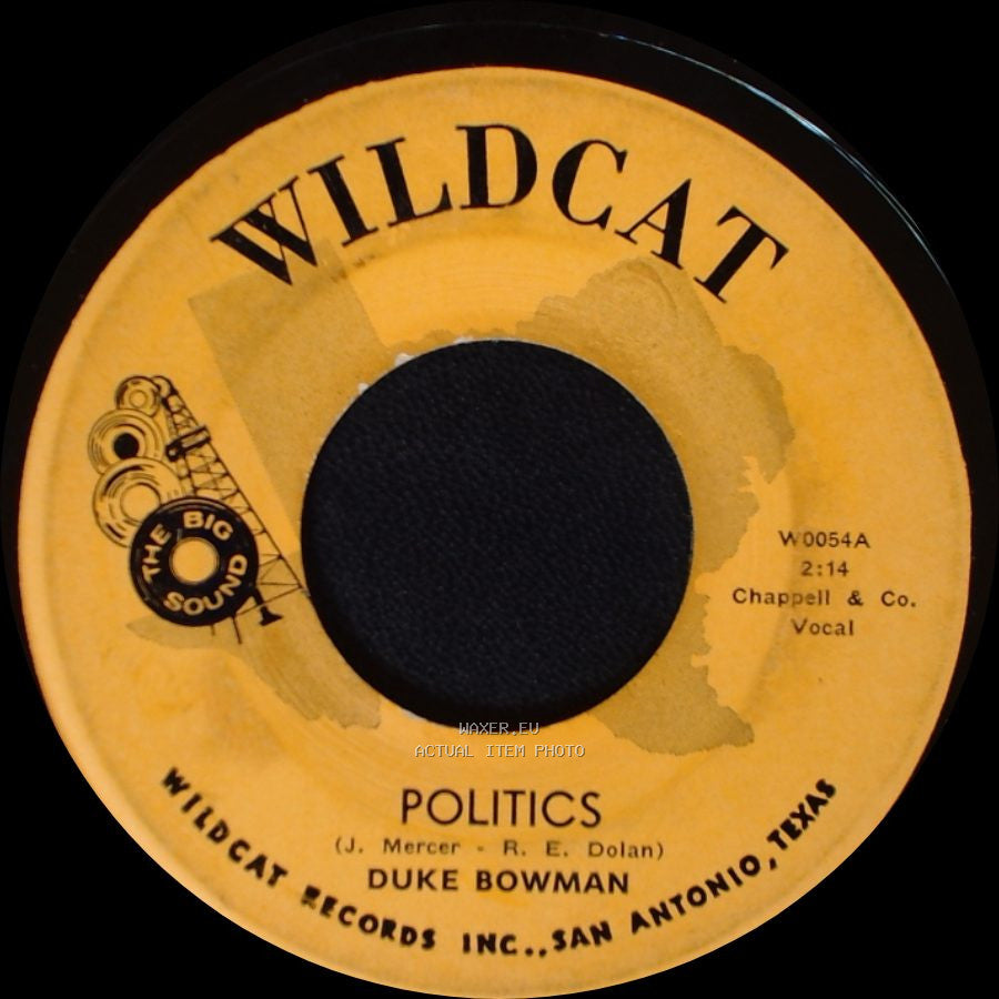 Duke Bowman - The Girl On The Match Box Cover / Politics side B