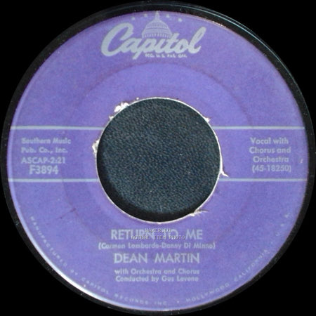 Dean Martin - Forgetting You / Return To Me side B