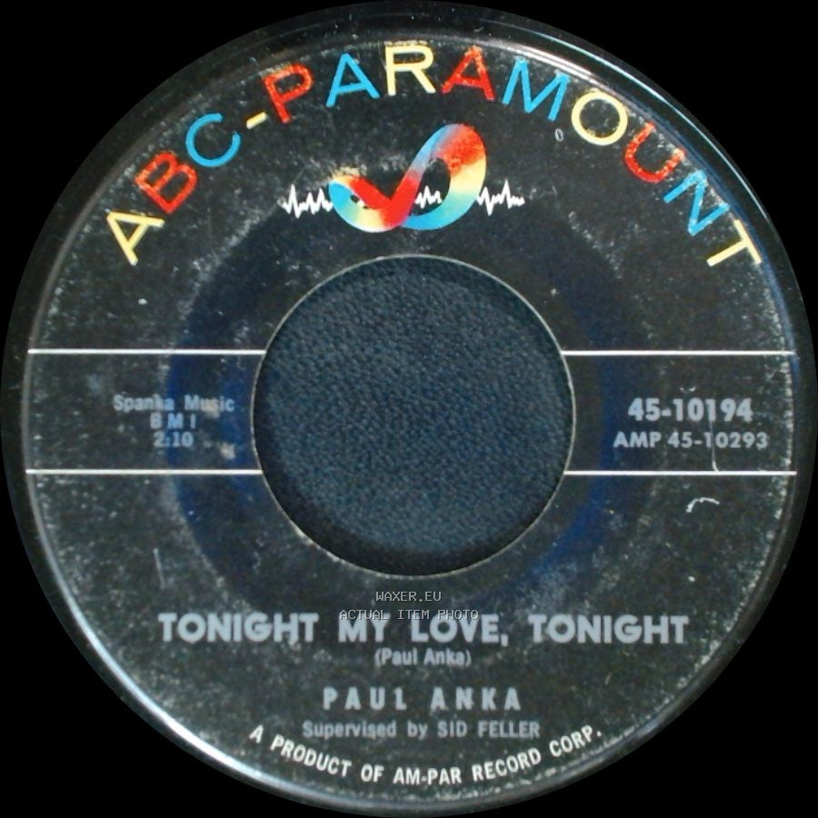 Paul Anka - Tonight My Love, Tonight / I'm Just A Fool Anyway side A