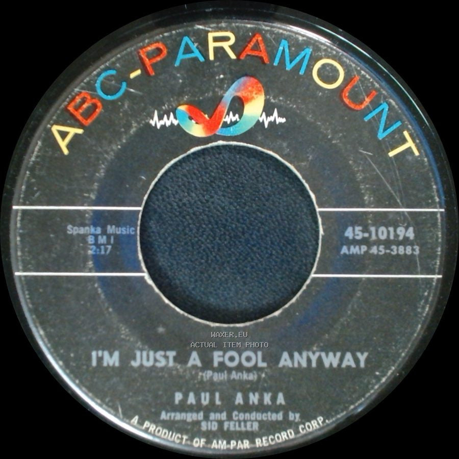 Paul Anka - Tonight My Love, Tonight / I'm Just A Fool Anyway side B