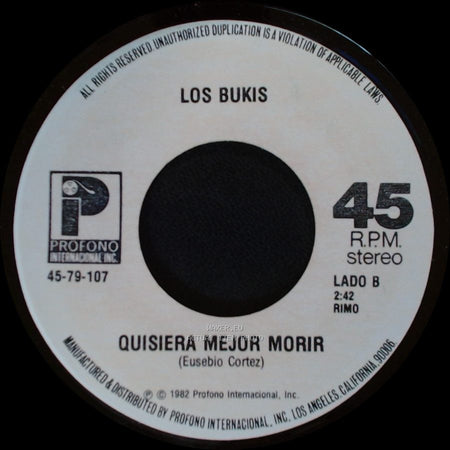 Los Bukis - Presiento Que Voy A Llorar / Quisiera Mejor Morir side B