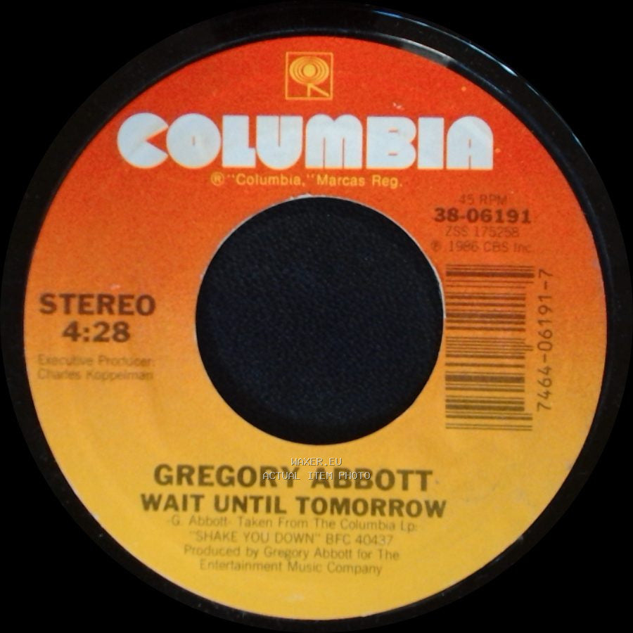 Gregory Abbott - Shake You Down / Wait Until Tomorrow side B
