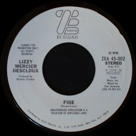Lizzy Mercier Descloux - Fire / Fire side B