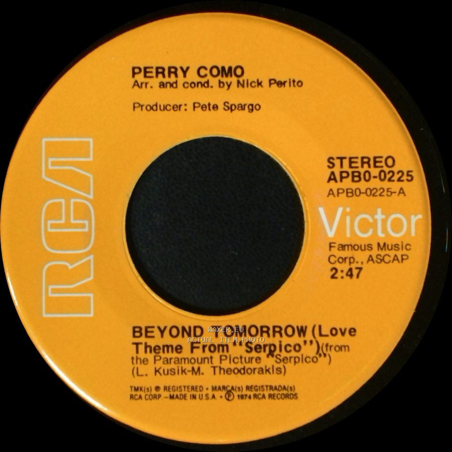 Perry Como - Beyond Tomorrow (Love Theme From "Serpico") / It All Seems To Fall Into Line side A