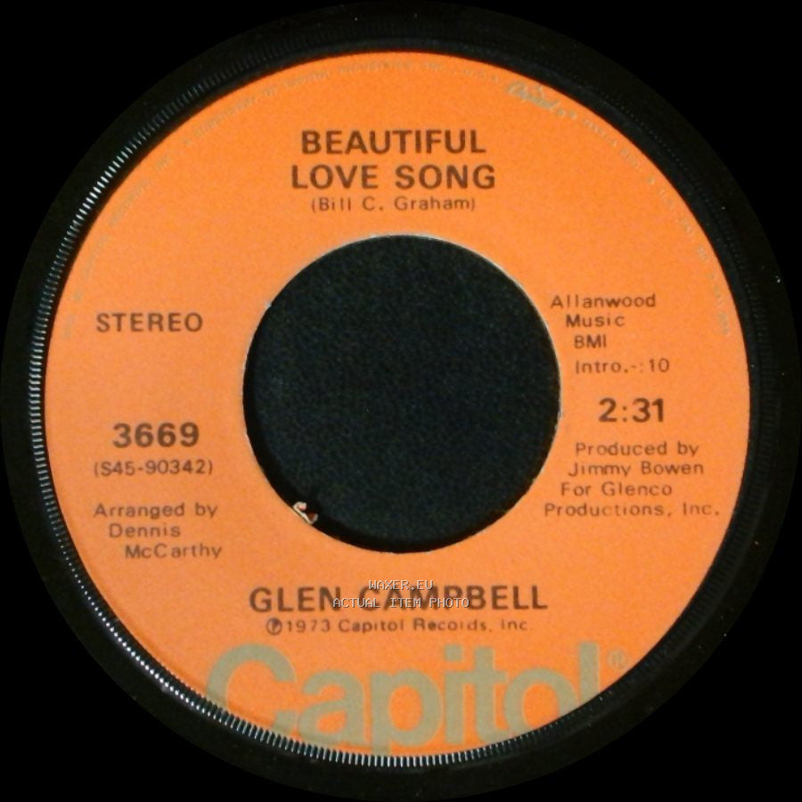 Glen Campbell - Bring Back My Yesterday / Beautiful Love Song side B