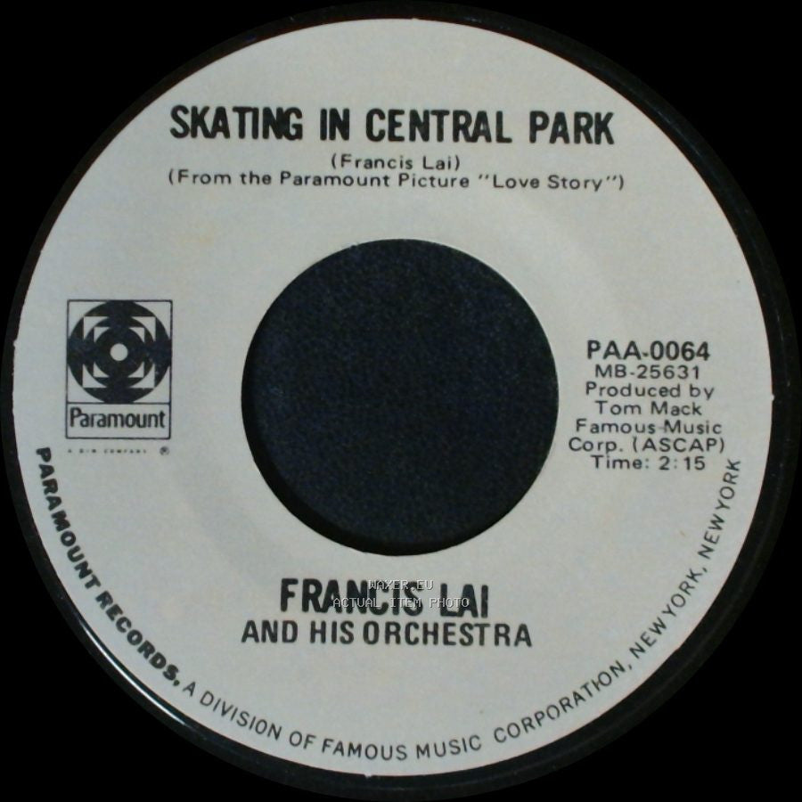 Francis Lai And His Orchestra - Skating In Central Park / Theme From Love Story side A