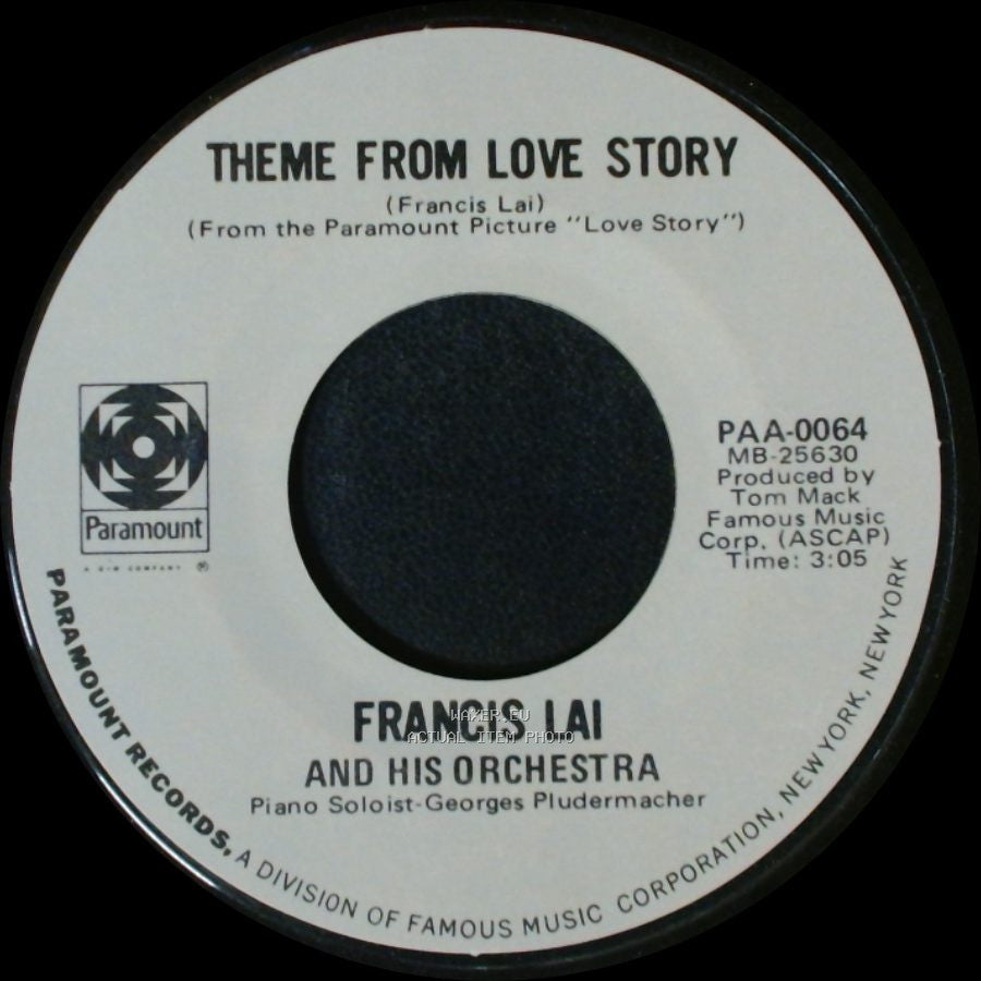 Francis Lai And His Orchestra - Skating In Central Park / Theme From Love Story side B