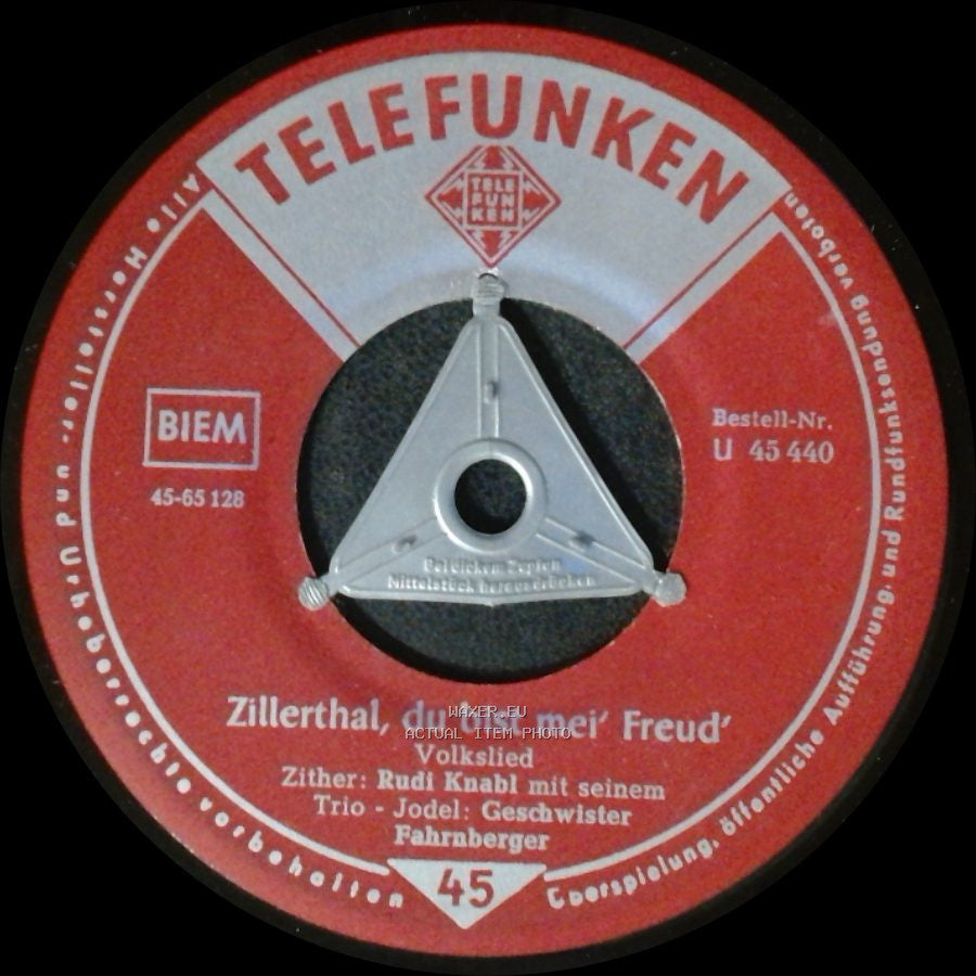 Rudi Knabl Mit Seinem Trio - Jodel: Geschwister Fahrnberger / Erzherzog Johann-Jodler - Zillerthal, Du Bist Mei' Freud' / Volkslied side A