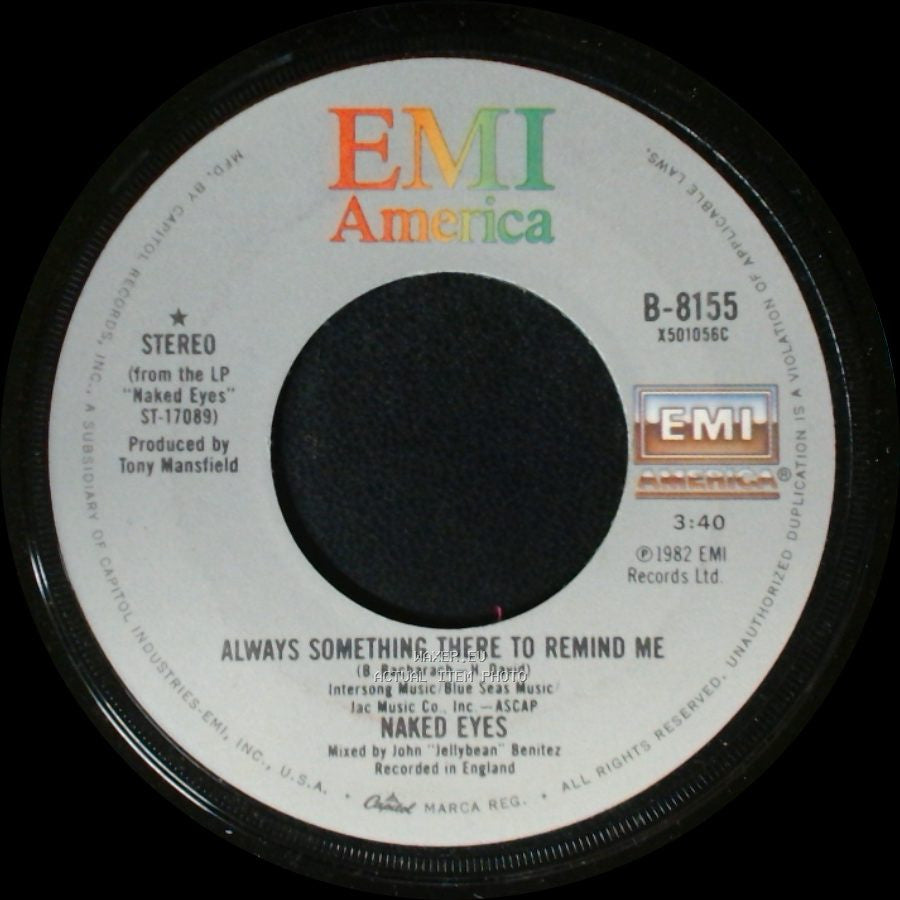 Naked Eyes - The Time Is Now / Always Something There To Remind Me side B