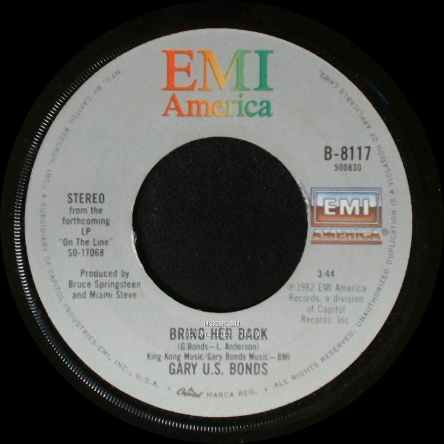 Gary U.S. Bonds - Out Of Work / Bring Her Back side B