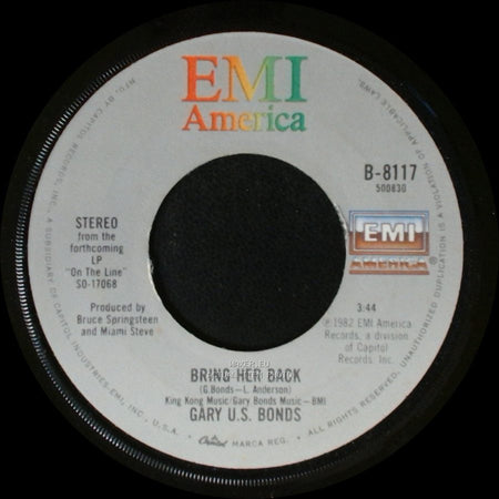 Gary U.S. Bonds - Out Of Work / Bring Her Back side B