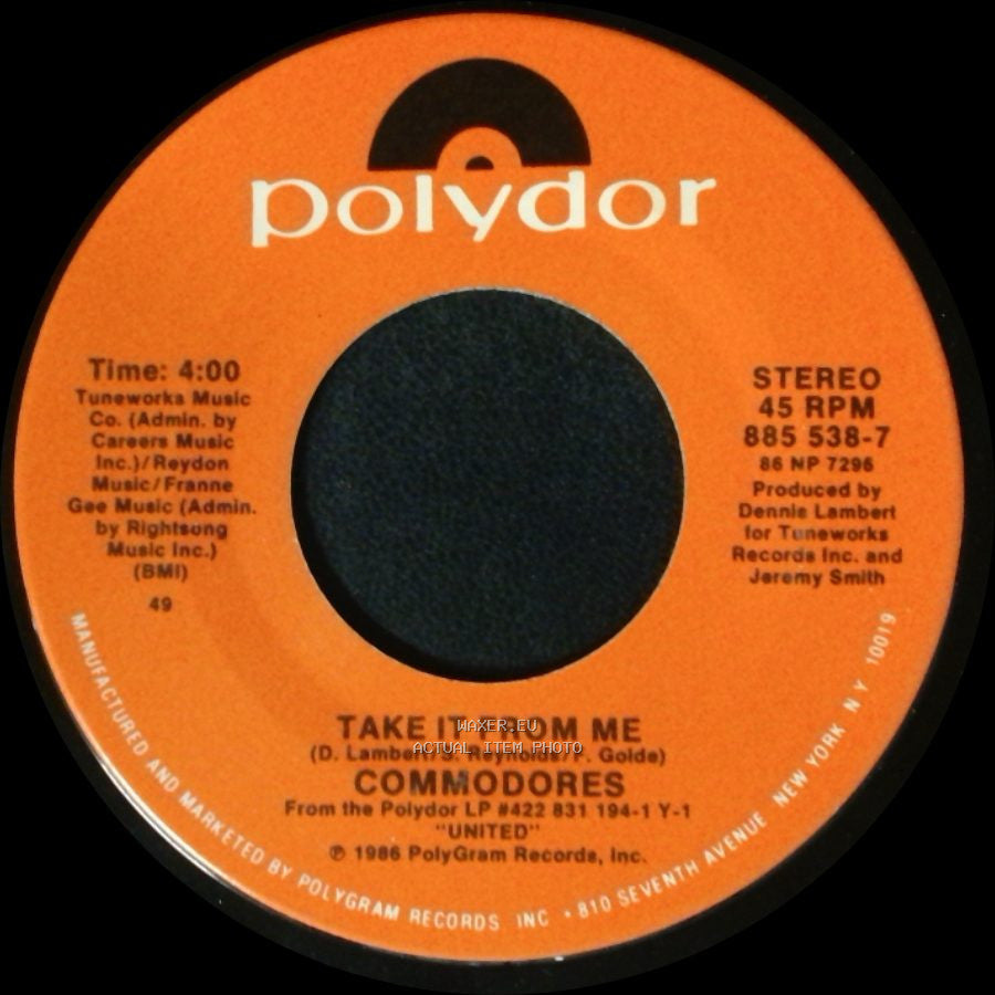 Commodores - I Wanna Rock You / Take It From Me side B