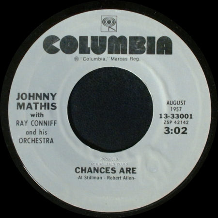 Johnny Mathis With Ray Conniff And His Orchestra - Chances Are / It's Not For Me To Say side A