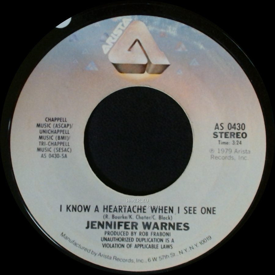 Jennifer Warnes - I Know A Heartache When I See One / Frankie In The Rain side A