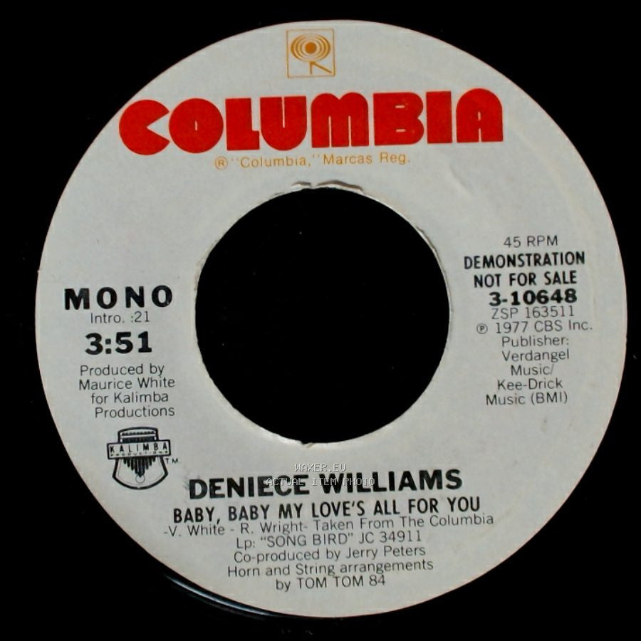 Deniece Williams - Baby, Baby My Love's All For You / Baby, Baby My Love's All For You side A
