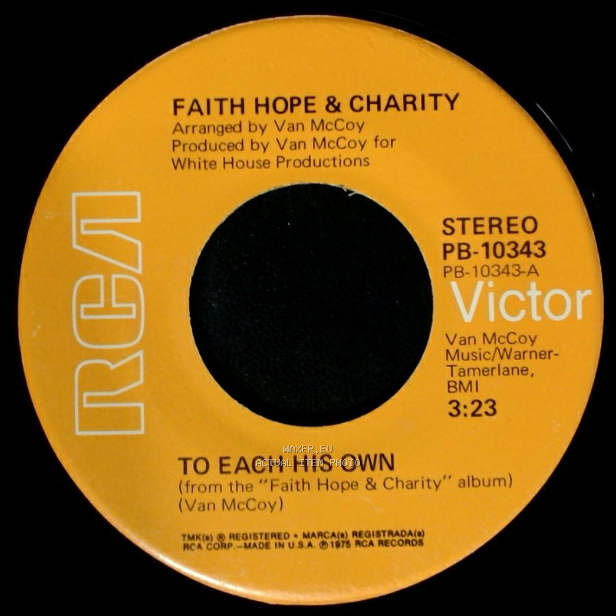 Faith Hope & Charity - Find A Way / To Each His Own side B