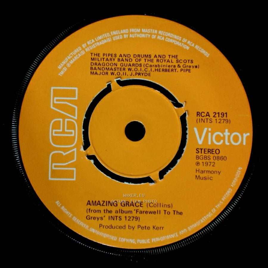 The Pipes And Drums And The Military Band Of The Royal Scots Dragoon Guards / The Military Band Of The Royal Scots Dragoon Guards (Carabiniers & Greys) Bandmaster W.O.I.C.I. Herbert - Amazing Grace / Cornet Carillon side A