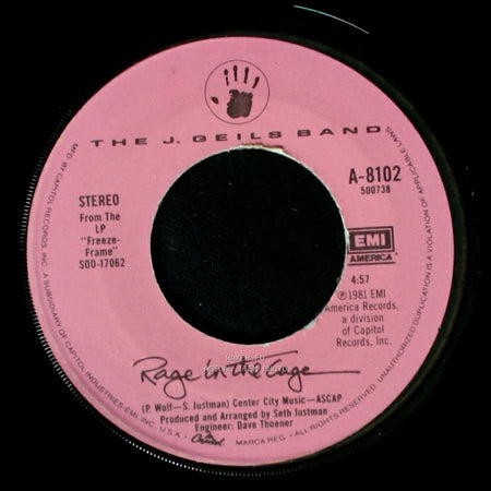 The J. Geils Band - Rage In The Cage / Unknown Title B side A