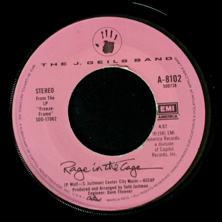 The J. Geils Band - Rage In The Cage / Unknown Title B side A