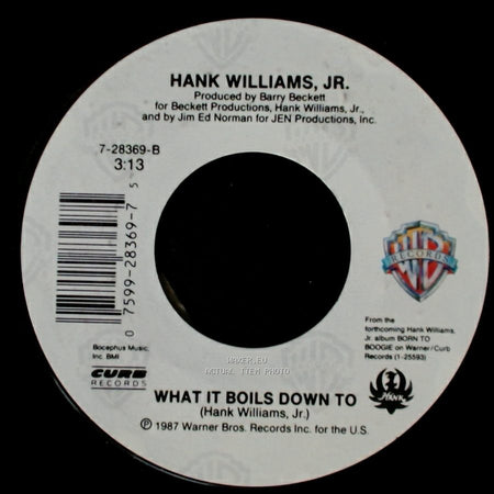Hank Williams, Jr. - Born To Boogie / What It Boils Down To side B