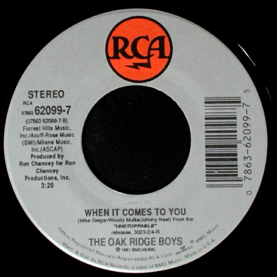 The Oak Ridge Boys - Baby On Board / When It Comes To You side B