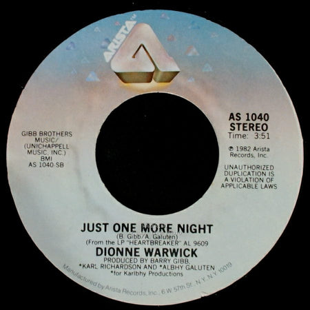 Dionne Warwick - Just One More Night / Take The Short Way Home side A