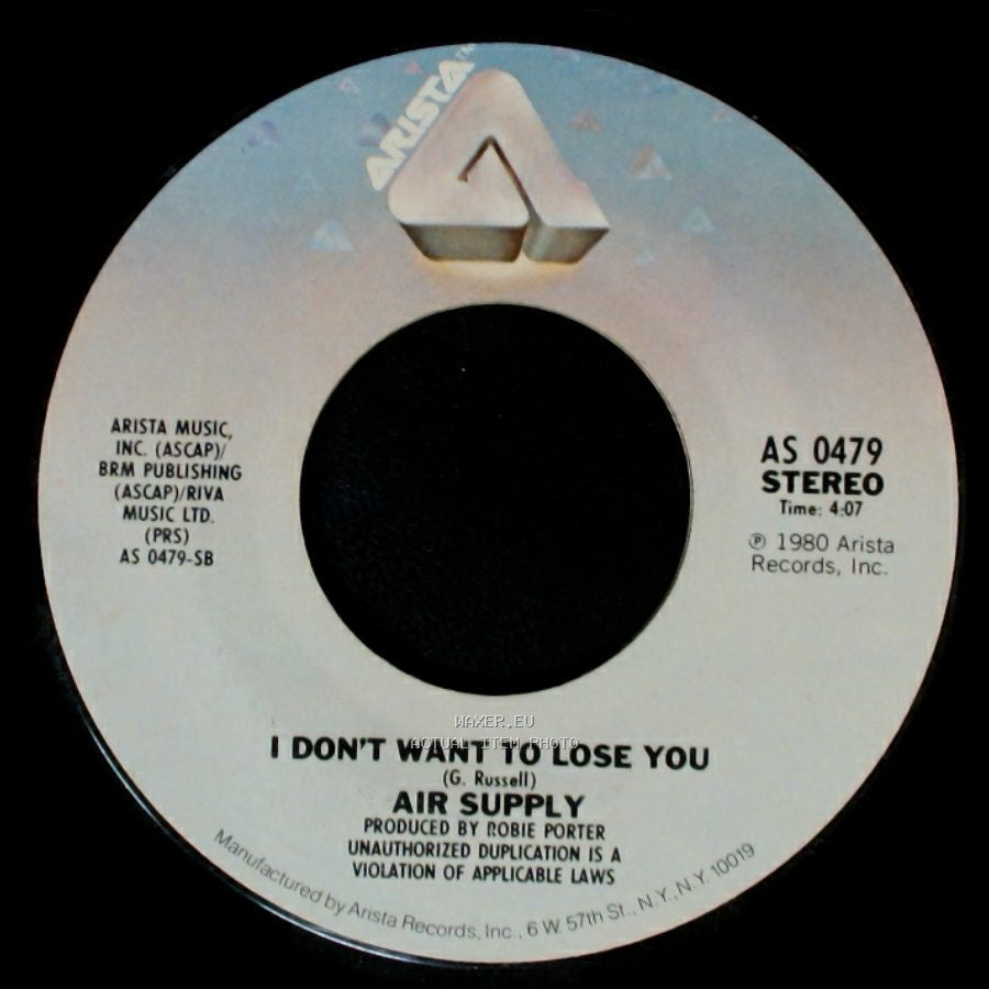 Air Supply - Lost In Love / I Don't Want To Lose You side B