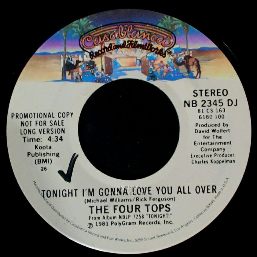 The Four Tops - Tonight I'm Gonna Love You All Over / Tonight I'm Gonna Love You All Over side B