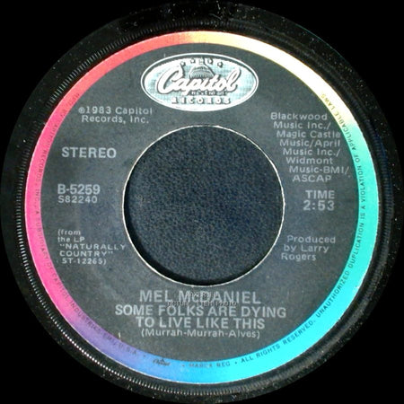 Mel Mcdaniel - Hot Time In Old Town Tonight / Some Folks Are Dying To Live Like This side B