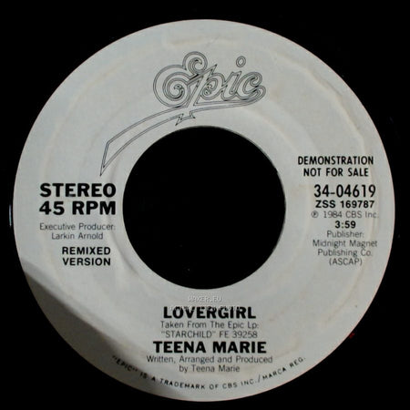 Teena Marie - Lovergirl / Lovergirl (Instrumental) side A