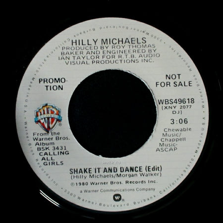 Hilly Michaels - Shake It And Dance (Edit) / Shake It And Dance (Edit) side B