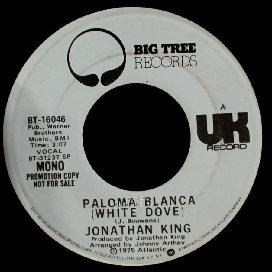 Jonathan King - Paloma Blanca (White Dove) / Paloma Blanca (White Dove) side B