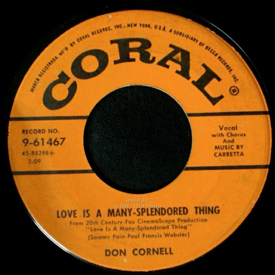 Don Cornell - Love Is A Many-Splendored Thing / The Bible Tells Me So side A