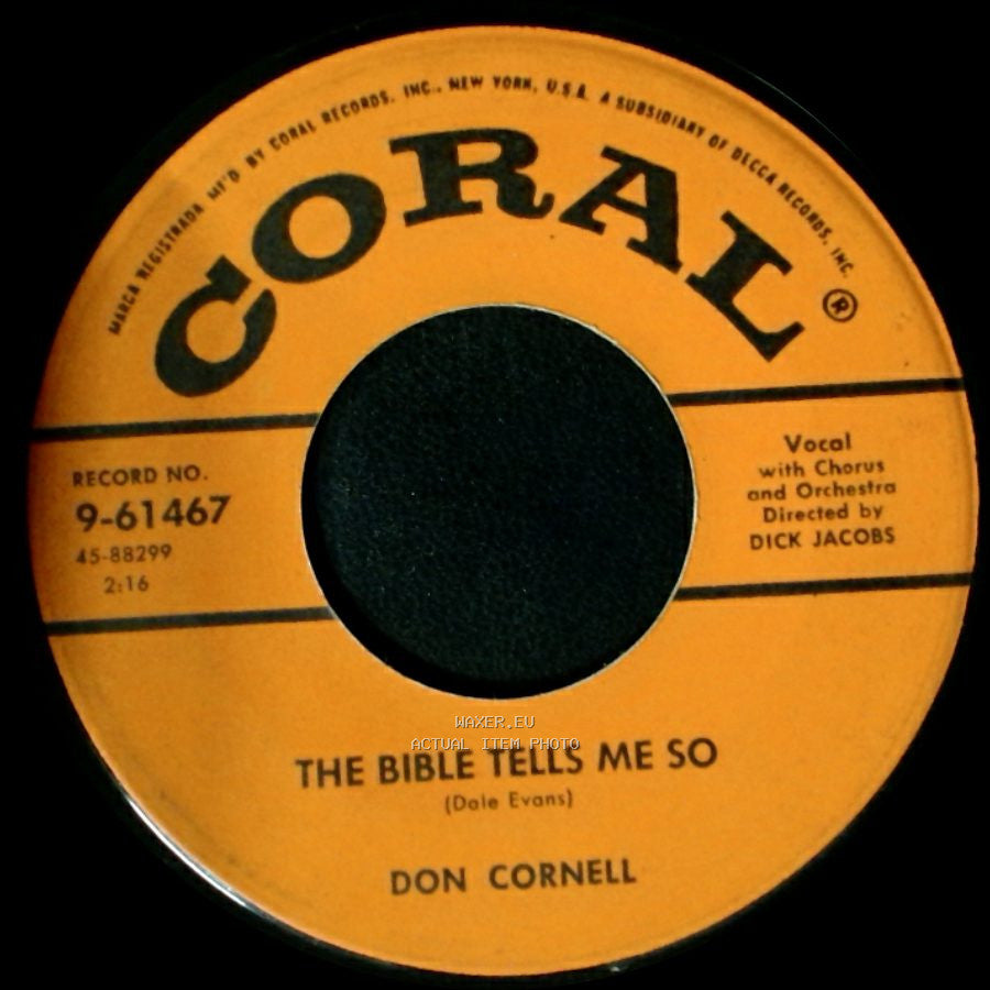 Don Cornell - Love Is A Many-Splendored Thing / The Bible Tells Me So side B