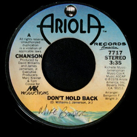 Chanson - Did You Ever / Don't Hold Back side B